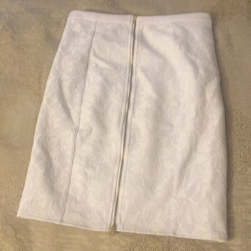 High waisted white pencil skirt
